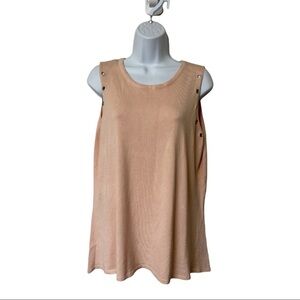 Ilanco Knit Pink Sleeveless Blouse With Grommet Detail